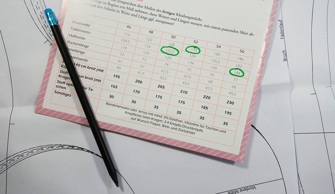 Schnittmusteranpassungen bei Größensprüngen
